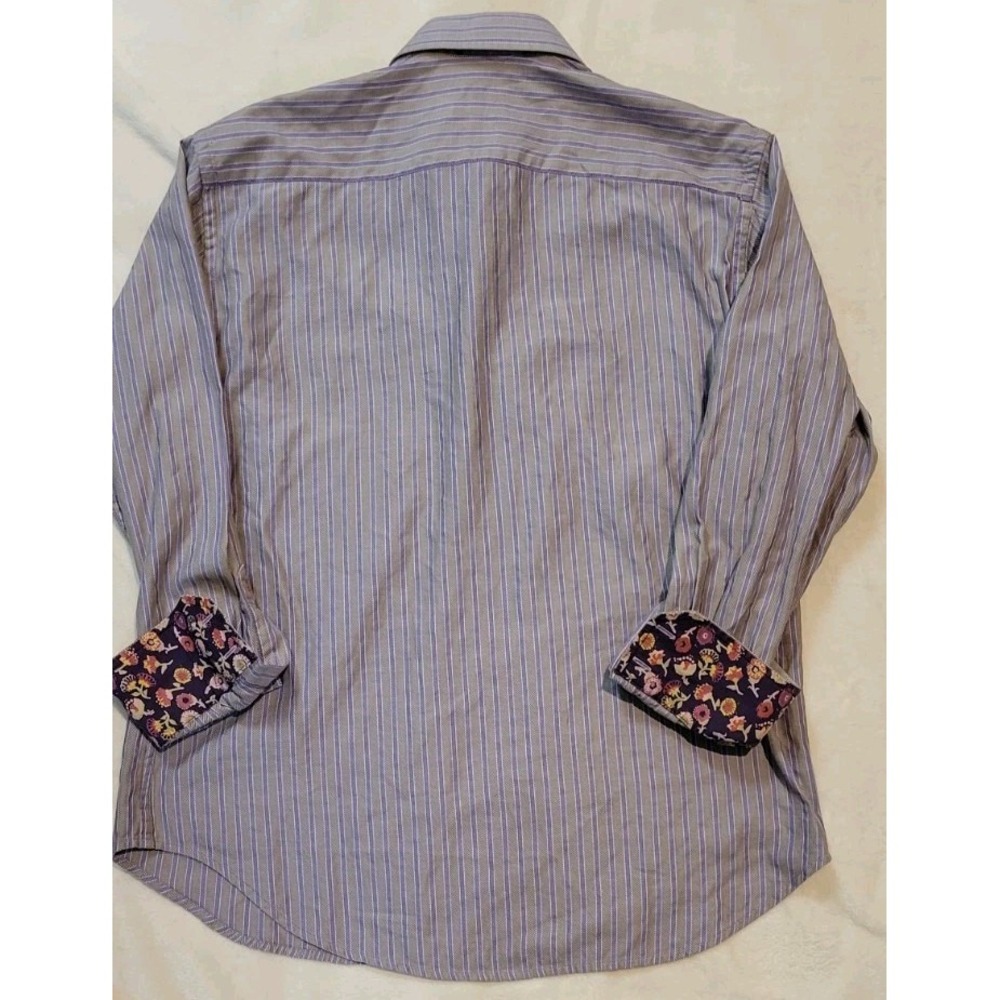 ROBERT GRAHAM MENS FLIP CUFF FLORAL PRINT PURPLE/GREEN LONG SLEEVE SIZE LARGE - Picture 6 of 9